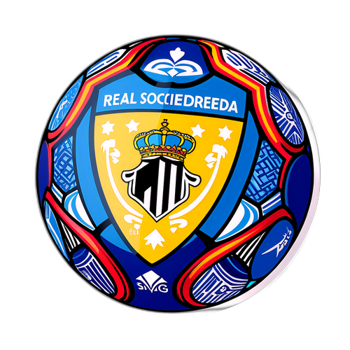 Real Sociedad logóval díszített színes focilabda