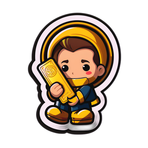 금괴를 들고 있는 캐릭터 스티커 디자인