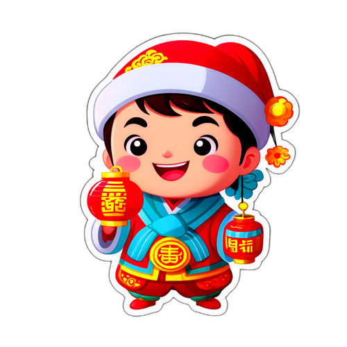 Karakter Kartun Ceria Menyambut Tahun Baru Lunar