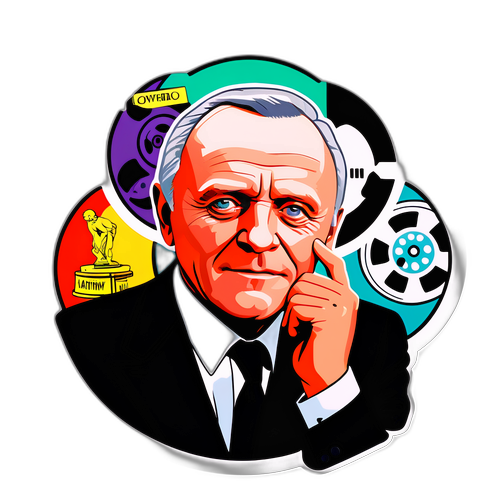 Kartong-typ klistermärke av Anthony Hopkins