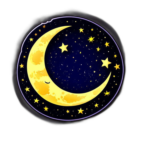 Crescent maan met volle maan en sterren