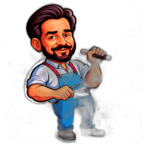 Caricatura de Santiago Caputo en su estudio