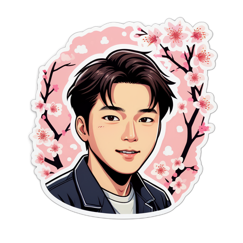 젊은 느낌의 벚꽃 배경 스티커