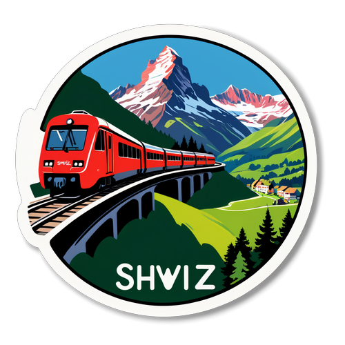 Schweiz landskap med tåg