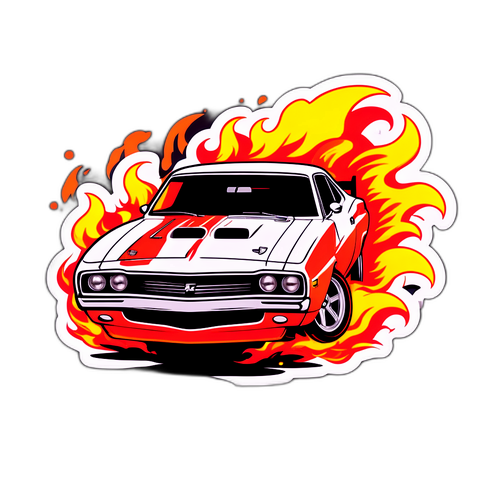 Rennwagen Auf Feuriger Straße