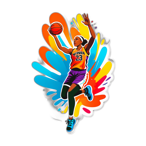 Makulay na Sticker ng Manlalaro ng WNBA na Gumagawa ng Jump Shot