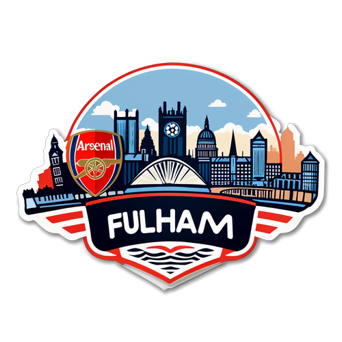 Stiker Fulham vs Arsenal dengan Latar Belakang Skyline London