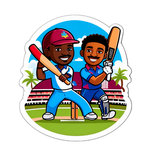पश्चिम इंडीज बनाम न्यूजीलैंड मैच के लिए कल्पनाशील स्टिकर