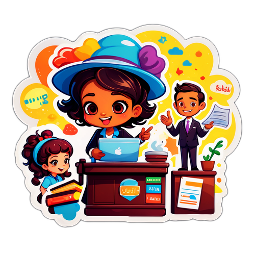 ラビットの朝のニュースを届けるキャラクターのステッカー