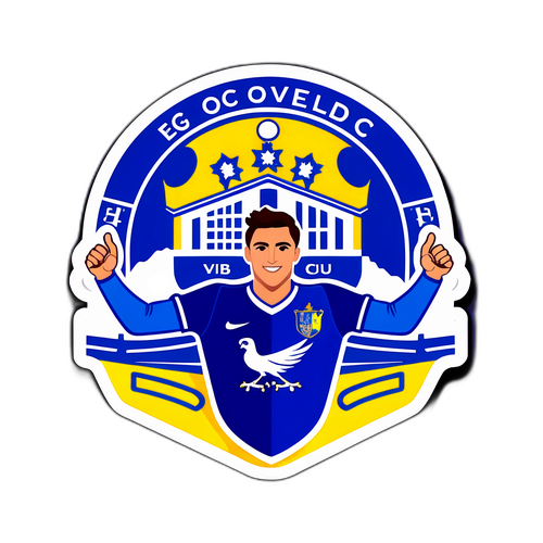 Real Oviedo Klubbmärke Med Stadion och Fans