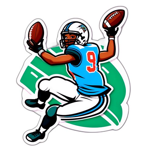 A Fun Animated Sticker of Jordyn Tyson Making a Catch