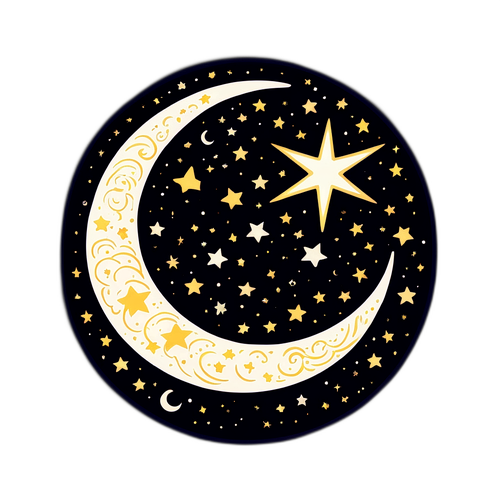 מדבקת לילה חלומי עם ירח וכוכבים