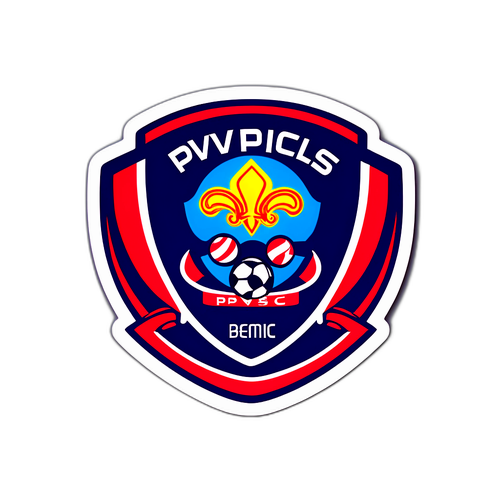 สติกเกอร์ทีม PSV ที่มีโลโก้ทีมและรูปร่างของผู้เล่น