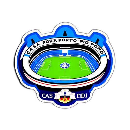 Autocolant cu stadionul stilizat pentru meciul "Casa Pia - Porto"