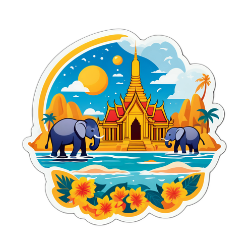 Reise-tema klistremerke med Thailand