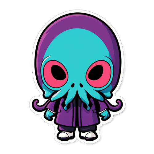 Whimsical Octopus Character Sticker