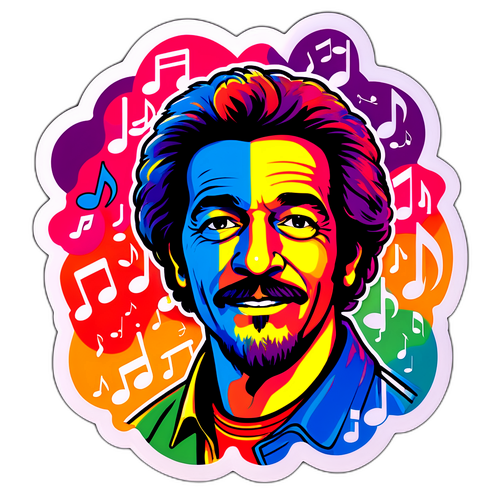 Яркий портрет Клода с музыкальными нотами