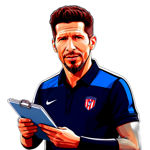 Etichetă cu caricatura lui Diego Simeone
