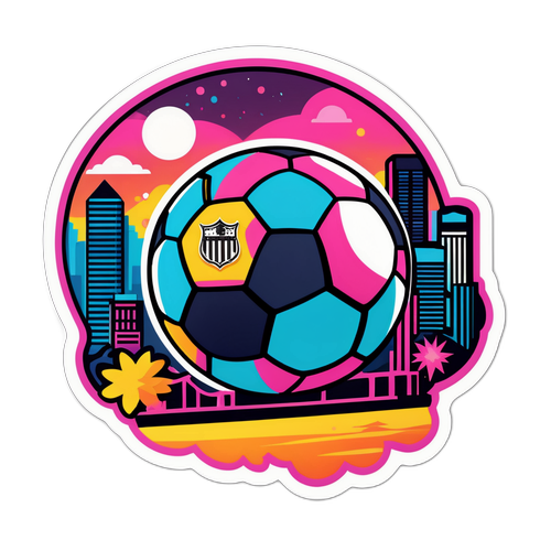 Adesivo con Palla da Calcio e Paesaggio Iconico