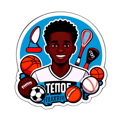 Sticker van Timothé Nkada met sportuitrusting