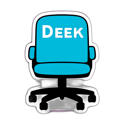Стикер с офисным креслом и документами, текст 'Дек'