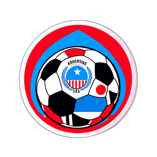 Stiker Argentinos Juniors dengan Bola Sepak dan Bendera Argentina