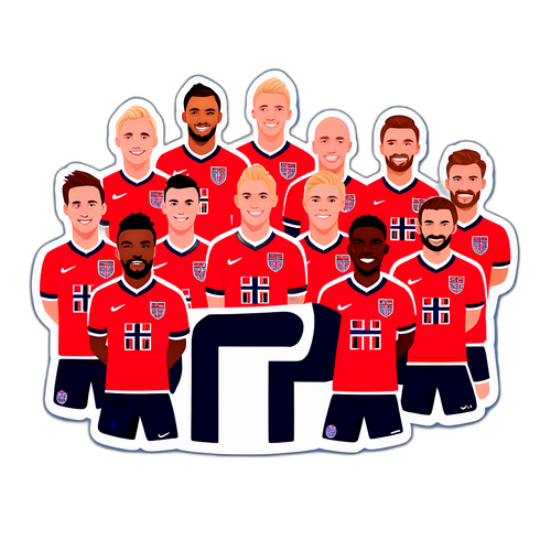 Sticker van het Noorse voetbalteam voor teamfoto