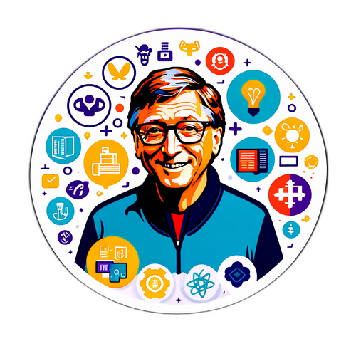 Innovasjonsfokusert klistremerke med Bill Gates
