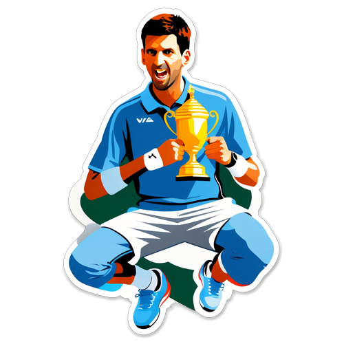 Minimalist Sticker af Novak Djokovic med Trofæ