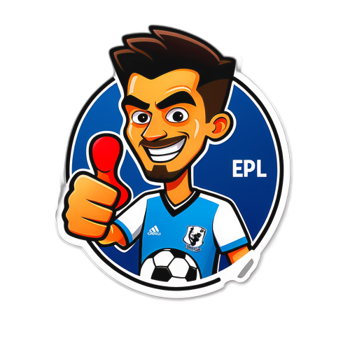Stiker EPL dengan Watak Bola dan Thumb Up