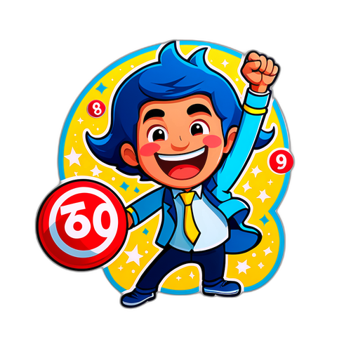 快樂中獎的彩券小男孩