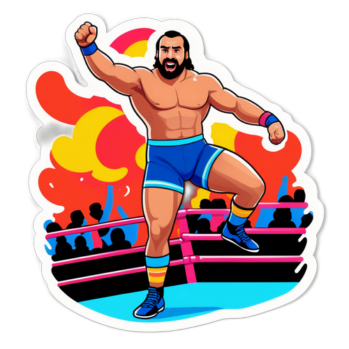 Playful Rusev Wrestling Sticker