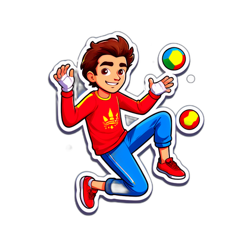 Kreativer Sticker von Lucas Chevalier beim Jonglieren