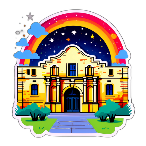 Wibrantna naklejka Alamo pod gwiaździstym niebem
