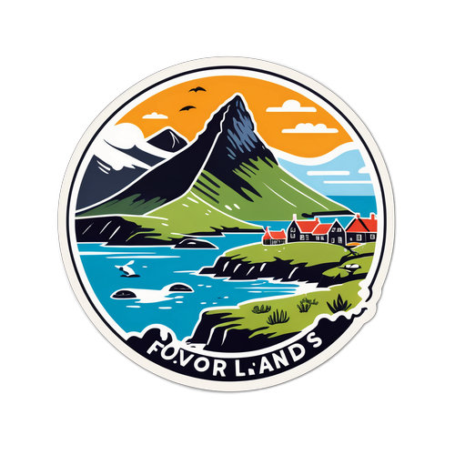 Pegatina con ilustraciones coloridas de las Islas Feroe