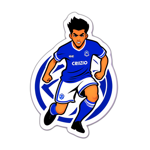 Stiker Logo Cruzeiro dengan Motif Sepak Bola
