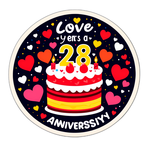 Pegatina de 28 Años de Amor