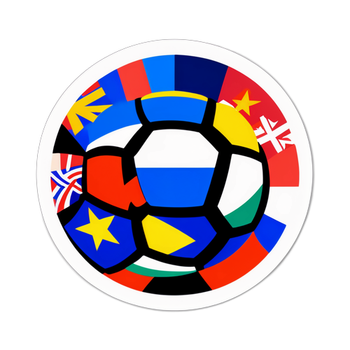 สติ๊กเกอร์ฟุตบอลยุโรป: ฟุตบอลที่มีธงชาติยุโรปและดวงดาว