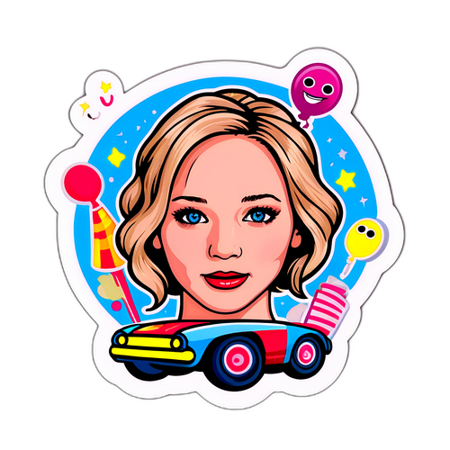 Egy vidám matrica Jennifer Lawrence komikus filmes jelenetében