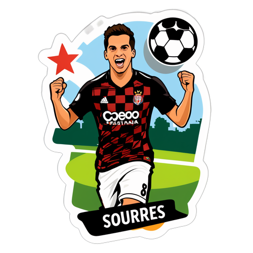 Adesivo de Cedric Soares em um Parque de Futebol