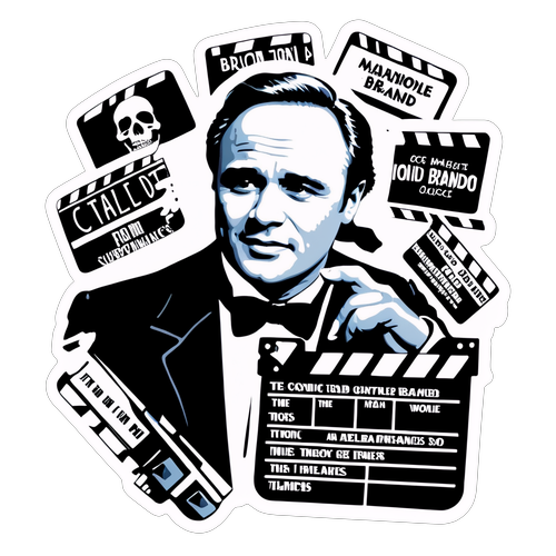 Marlon Brando z klapsami filmowymi i cytatami