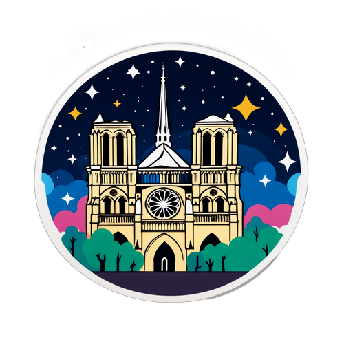 Sticker célébrant Notre-Dame de Paris