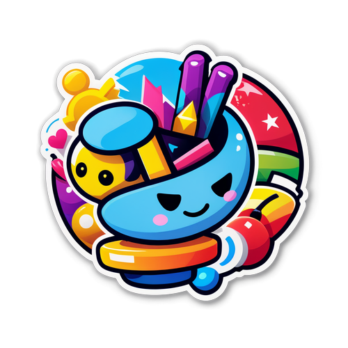 Sticker van Play4's logo met speelse elementen