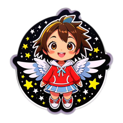 Illustration mignonne de Sora avec des ailes et un sourire joyeux