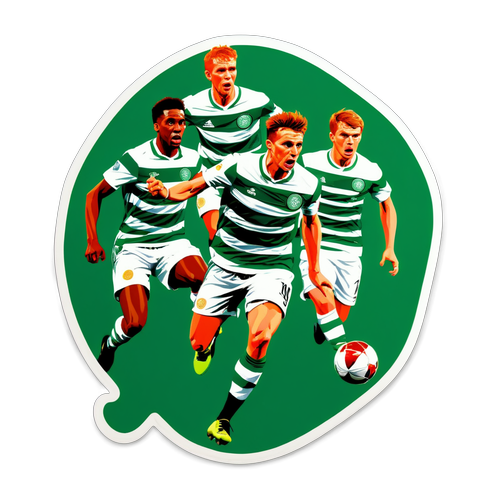 Energetisk sticker af Celtic spillere i aktion