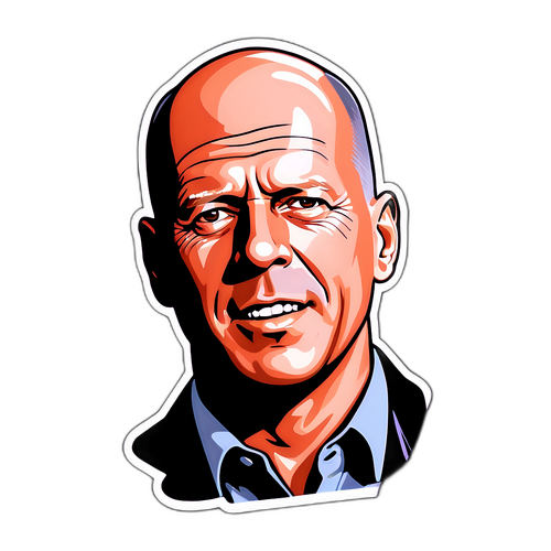 Autocollant featuring Bruce Willis avec typographie rétro