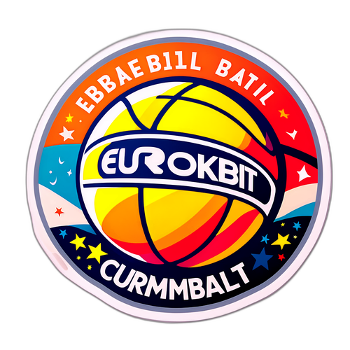 Grafische Basketball-Aufkleber mit EuroBasket-Schriftzug