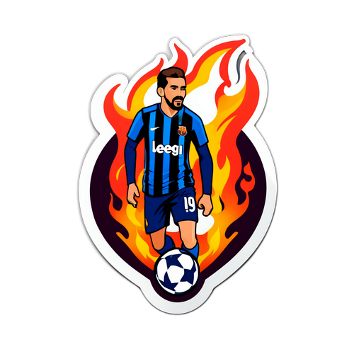 Een dynamische sticker van een La Liga-voetbal met vlammen eromheen, met de tekst 'La Liga Fan'