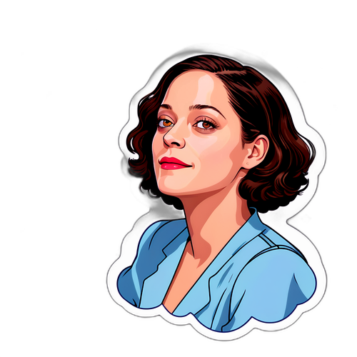 Een sticker van Marion Cotillard in een dramatische pose