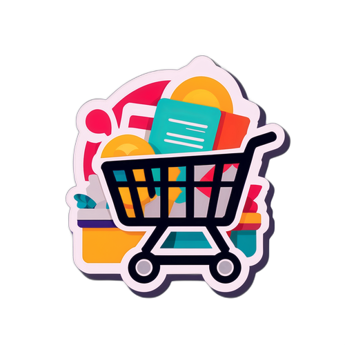쿠팡 로고와 쇼핑카트를 결합한 디자인 스티커